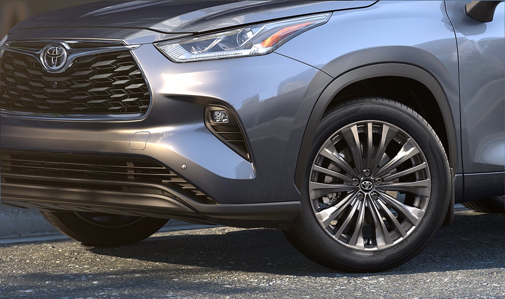 The 2020 Toyota Highlander coming soon to Fiore Toyota of Hollidaysburg | gray 2020 highlander parked on the side of the road