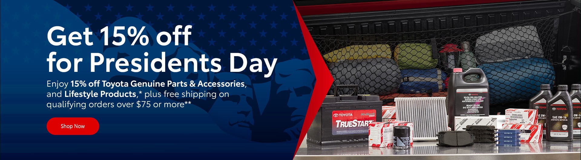 Get 15% off for Presidents Day